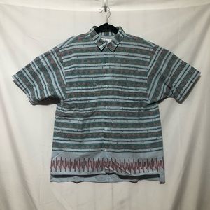 The Territory Ahead Mens L Button Down Short Sleeve Shirt 90s Geometric Stripe